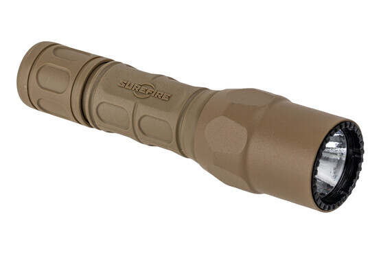 Surefire G2X Pro Dual Output Handheld Light in Tan has a polymer and aluminum body